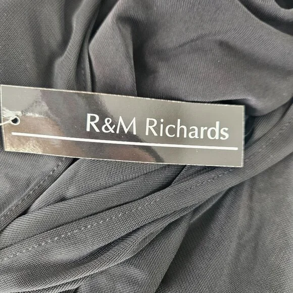 R&M Richards Womens Elegant Dress Plus 20W Black Sheer Capelet Evening Cocktail - Picture 13 of 16